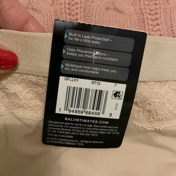 New $15 BALI Nude Leak Protection Liner Period PANTY size L High Waist NWT Lace - Picture 7 of 7